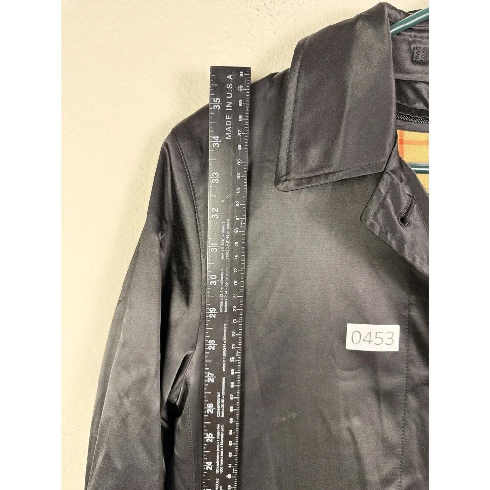 Vintage Burberry Trench Coat Black Nova Check Lining  Women Size 2 - Picture 3 of 7